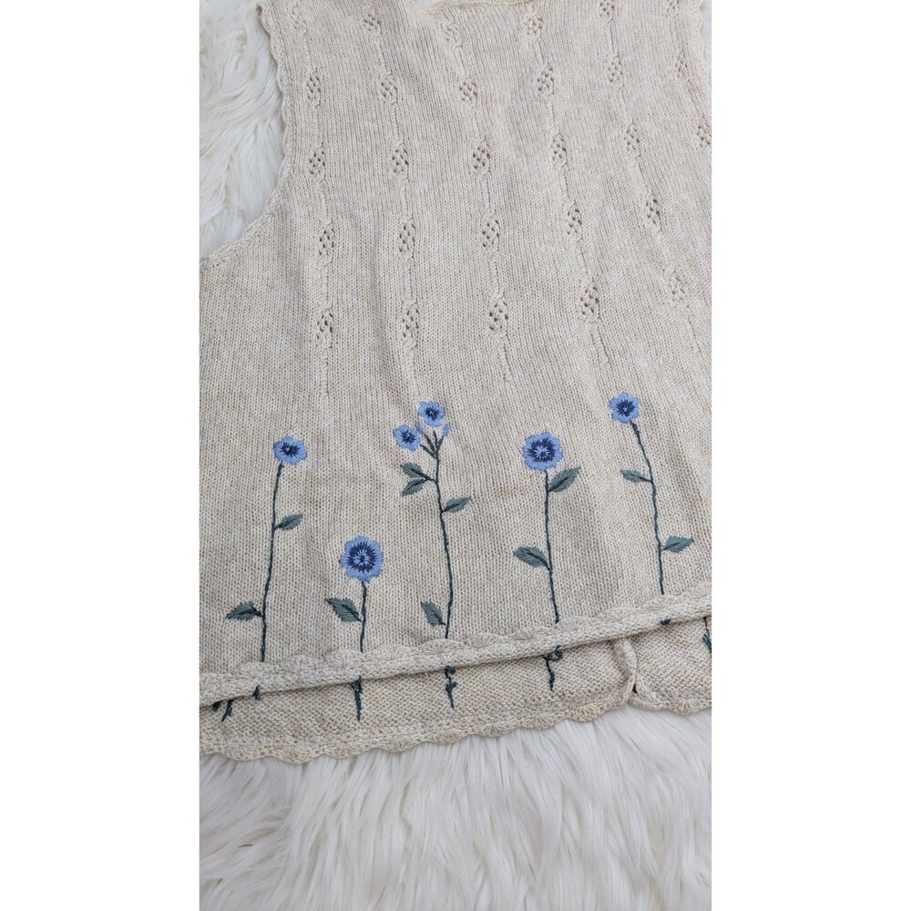 Christopher & Banks Women Size Large Sweater Vest Embroidered Floral GrandmaCore - Picture 7 of 11
